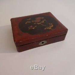 Box Jewel Box Lacquer Handmade Vintage Art Nouveau Asia N3899