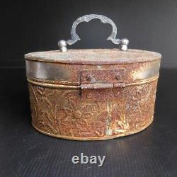 Box Metal Case Grey Silver Rust Vintage Art Deco Home Collection N7450