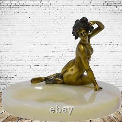 Bronze Figure Sculpture Onyx Ashtray Christmas Gift Vintage Luxury Pure