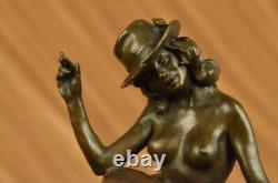 Bronze Sculpture Art Deco Vintage Decor Charleston Dress Lady Classic Fashion