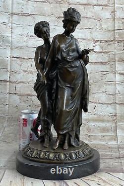 Bronze Sculpture Statue Vintage Style Art Nouveau Domestic Deco Two Figurine