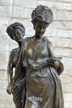 Bronze Sculpture Statue Vintage Style Art Nouveau Domestic Deco Two Figurine