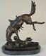 Bronze Vintage Metal Art Western Cowboy Ranch Horse Statue Figurine Decor Signed