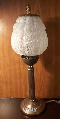 COLUMN LAMP and DECO NOUVEAU LYRE 1920 30 Clichy Glass VINTAGE COPPER