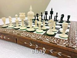 Camel Os Collector Vintage Hand Carved Chess Set Chroma Art Work Mahal