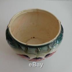 Ceramic Earthenware Pot Tulip Slip Container Vintage Art Nouveau N5914