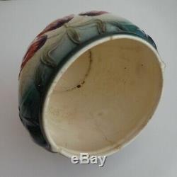 Ceramic Earthenware Pot Tulip Slip Container Vintage Art Nouveau N5914