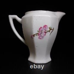 Ceramic Porcelain Fine Vintage 1920 Art Nouveau Pitcher White Pink Green N8656