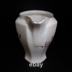 Ceramic Porcelain Fine Vintage 1920 Art Nouveau Pitcher White Pink Green N8656