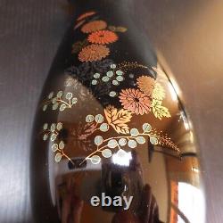 Ceramic Vase Porcelain Black Flower Gold Gold Gold Fine Vintage Art Nouveau N7419