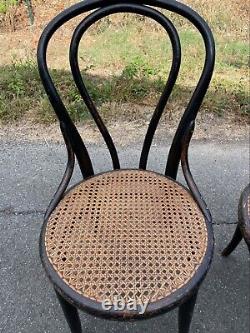 Chair Pair Thonet Wood Curved Old 19th Century Art Nouveau Deco Vintage