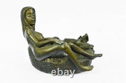 Chair Vintage Bronze Woman Mermaid Broche Flat Landrier Art Deco New