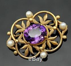 Classical Vintage Bros Amethyst Bead Filing Cabinet Art Nouveau Style 14ct Gold