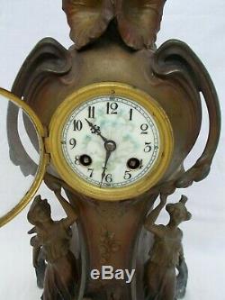 Clock Clock Cartel Art Nouveau A French Oudet Antique Regule Clock Vintage