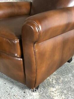 Club Club Chairs In Vintage Havana-style Leather Mustache