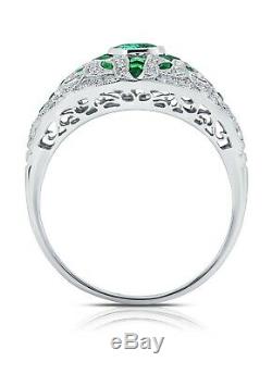 Colombian Emerald And Diamond Ring Platinum Vintage Art Deco 2.49 Carats Oval