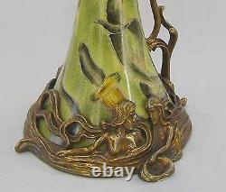 Cruche Vase Carafe In Maritime Art Nouveau Porcelain Bronze Vintage