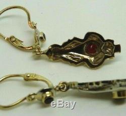 Earrings Vintage Art Nouveau Style '50 Gold Solid 18 Kt