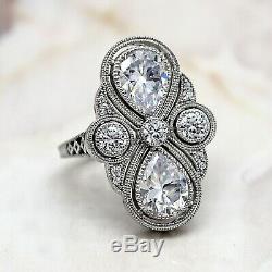 Edwardian Vintage Motif Art Deco Diamond Wedding Ring White Gold 9kt
