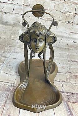 English translation: 'Art Nouveau Style Vintage Bronze Cast Sunshine Ampere Women's Jewelry Tray'