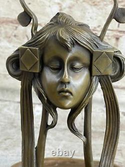English translation: 'Art Nouveau Style Vintage Bronze Cast Sunshine Ampere Women's Jewelry Tray'