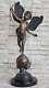 English Translation: Vintage Style Art Nouveau Figurative Bronze Cherub Cupid Statue 24