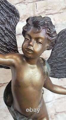 English translation: Vintage Style Art Nouveau Figurative Bronze Cherub Cupid Statue 24