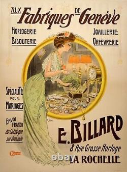 Fabriques De Geneve Original Vintage French Art Nouveau Jewelry Poster by Hem