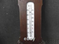 Fabulous Vintage Style Art Nouveau Oak/ash Wood Aneroid Barometer/thermometer
