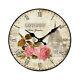 Fashion Large Wooden Wall Clock Vintage Flower Shabby Rustic Home Art
