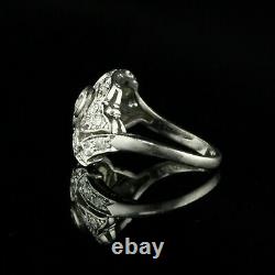 Fine Vintage Art Deco Ring Engagement Dress 14k White Gold On 2ct Diamond