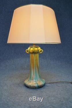 Floral Art Nouveau Ceramic Table Lamp Überlaufglasur Vintage Design