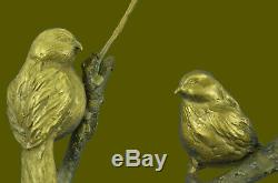 French Vintage Bronze & Marble Love Birds Art Deco Figurine Statue Limited