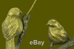 French Vintage Bronze & Marble Love Birds Statue Figurine Art Deco Limited