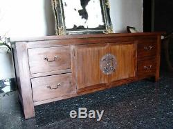Furniture Tele Tv Buffet Dresser Drawers Wood Mahogany Exotic Style Vintage Art