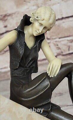 German Vintage Bronze Onyx Style Art Nouveau Deco Preiss Chiparus Figurine