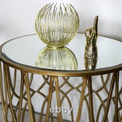 Golden Copy Ornate Side Table Art Deco Vintage Luxury Decor Maison Accent