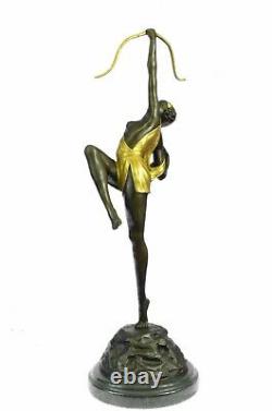 Grand Vintage Sculpture French The Faguays Bronze Statue Goddess Diana Art