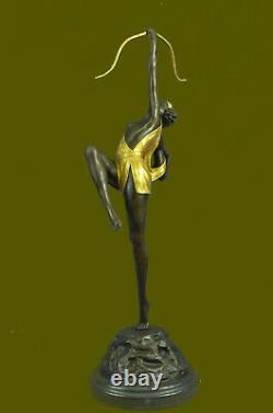 Grand Vintage Sculpture French The Faguays Bronze Statue Goddess Diana Balance Art