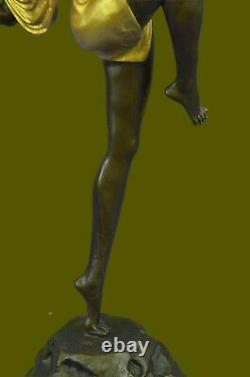 Grand Vintage Sculpture French The Faguays Bronze Statue Goddess Diana Balance Art