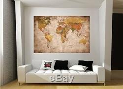 Great Art World Map Vintage And Retro Wall Decoration (140 X 100 Cm)