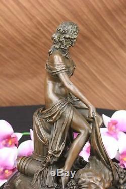 Hand-made Bronze Bust Maiden Vintage Style Art Deco Paris France Fonte