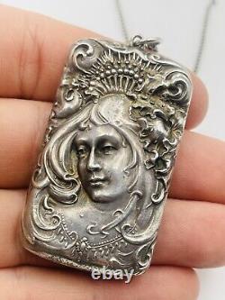 Henryk Winograd Vintage 999 Silver Art Nouveau Woman Pendant Necklace