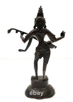 Hindu Goddess Sarasvati Old Brass Idol Statue Standing Decor Vintage House Art