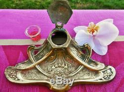 Inkwell Old Gilt Bronze Art Nouveau Early Xth Century Vintage Antiquity