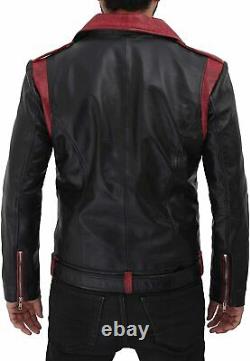 Jacket Leather S Men Moto Black Slim Fit Coat Lambskin Moto Harley B32 6