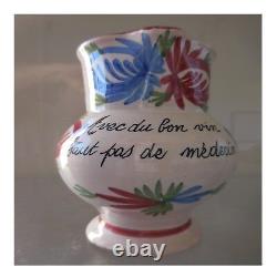 Jug Wine Ceramic Pottery Handmade Vintage Art Deco Design Twentieth Pn France N66