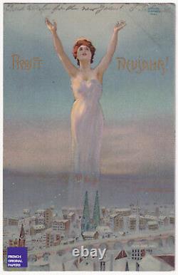 KIRCHNER Raphael - Vintage Surrealism Art Deco Nouveau Postcard Happy New Year