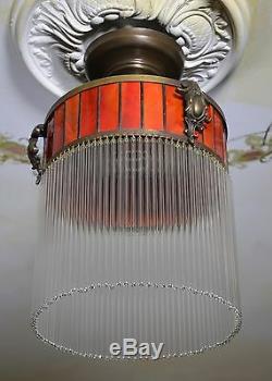 Lamp Art Pendant Deco Antique Beautiful Glass Rare Vintage Vintage Ceiling Lamp