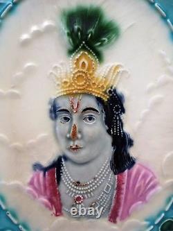 Lord Krishna Carrel Vintage Ceramic Porcelain Art New Majolic Objects
